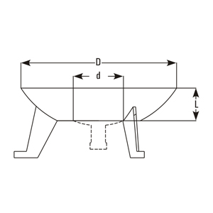 Vessel holder cross-section with dimensions D, d and L