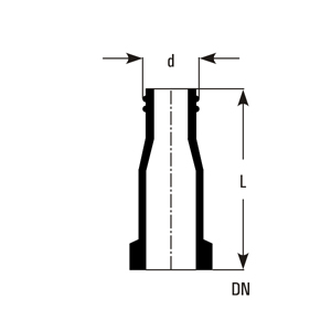 Hose connector dimensions (DN, Thread, d, L)