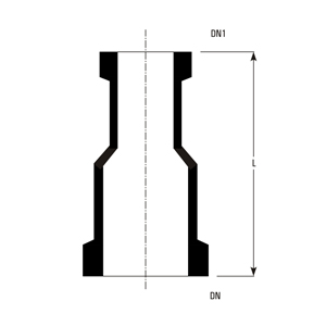 Concentric reducer dimensions (DN, DN1, L)