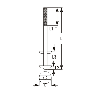 Stirrer with Teflon blades dimensions (L, L1, L2, L3, d, D)
