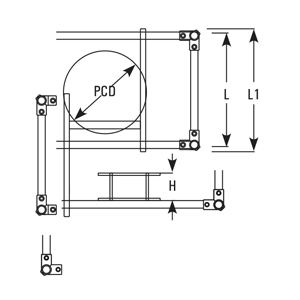 Column base support frames – dimensions PCD, L1, L and H