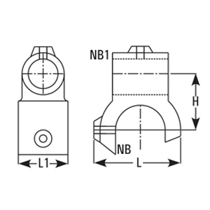 Equal bracket toggle section – dimensions H, L, L1 and nominal bore (NB)