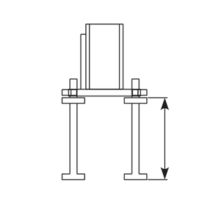 Base raised up to 50mm from head of bolts