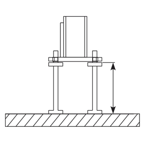 Assembly on floor with rough surface for grouting