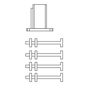 Grouting of base – cast iron base with four foundation bolts and nuts