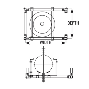 Structure dimensions for vessels in heating baths – depth and width