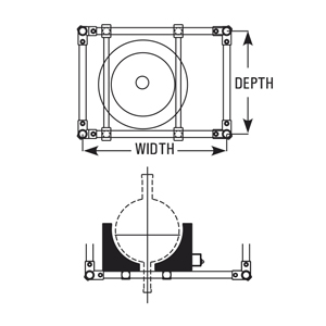 Structure dimensions for vessels in heating mantles – depth and width with round-bottom flask