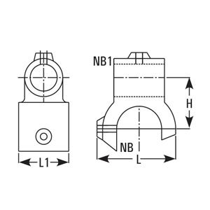 Unequal bracket – dimensions Cat.Ref, NB, NB1, H, L, L1