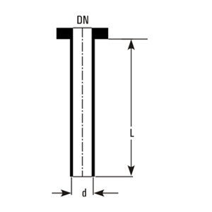 Dip pipe dimensions DN, d, L