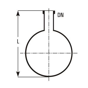 Single neck spherical vessel dimensions (L, DN)